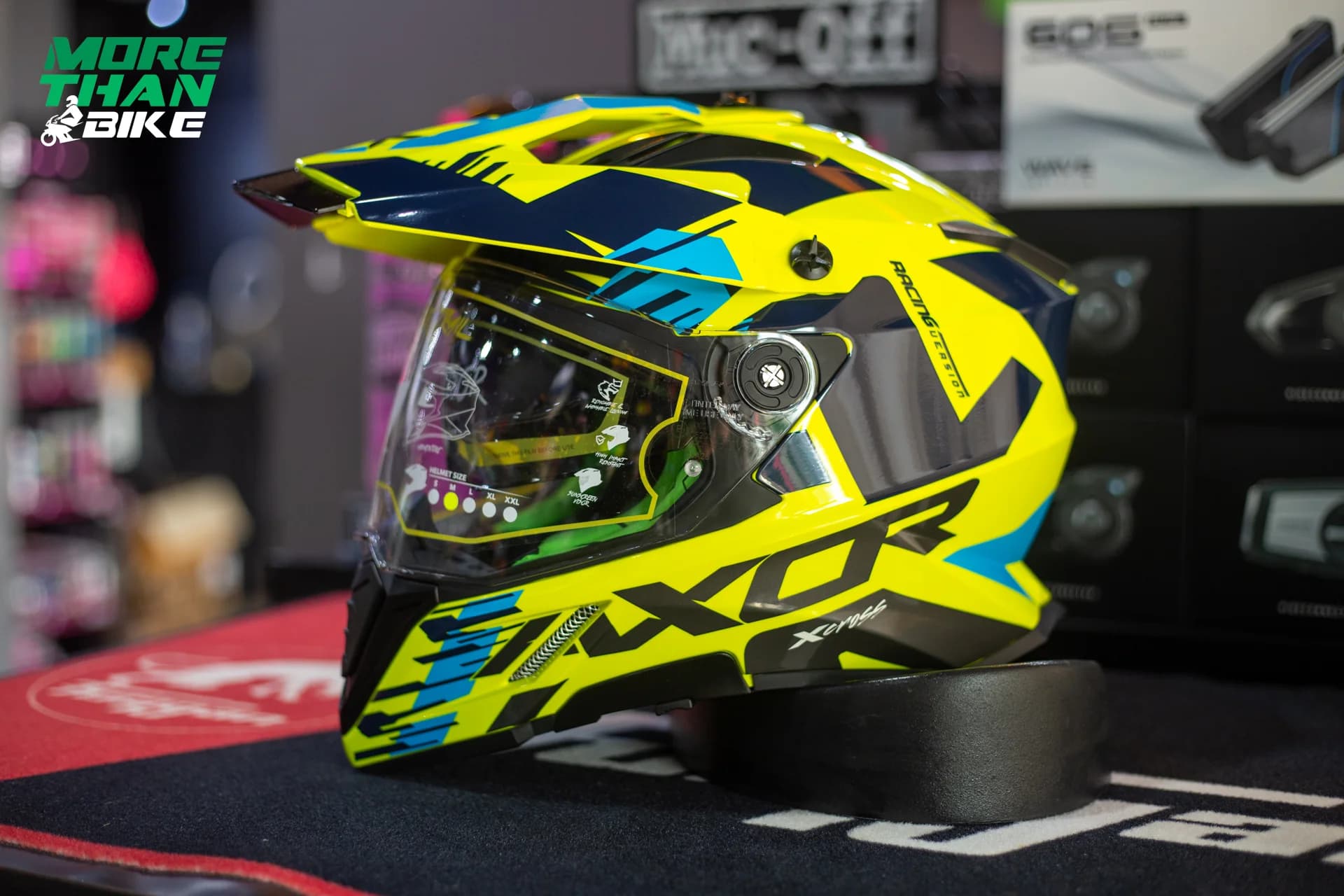 หมวกกันน็อค AXOR รุ่น X-Cross Dual ลาย Yellow/Blue