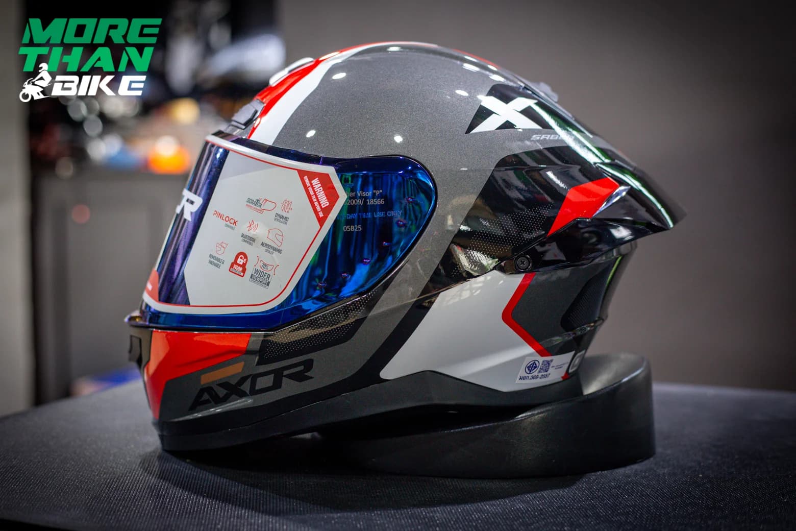 หมวกกันน็อค AXOR รุ่น Saber ลาย Spark Grey/Red