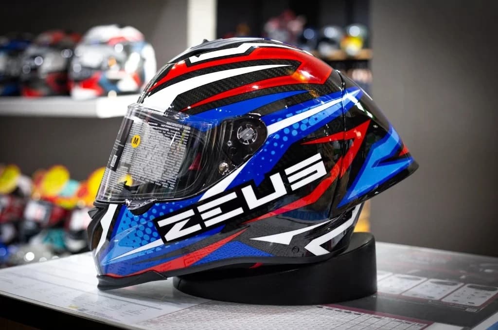 หมวกกันน็อค Zeus รุ่น ZS-1900B ลาย Lighting Blue/Red