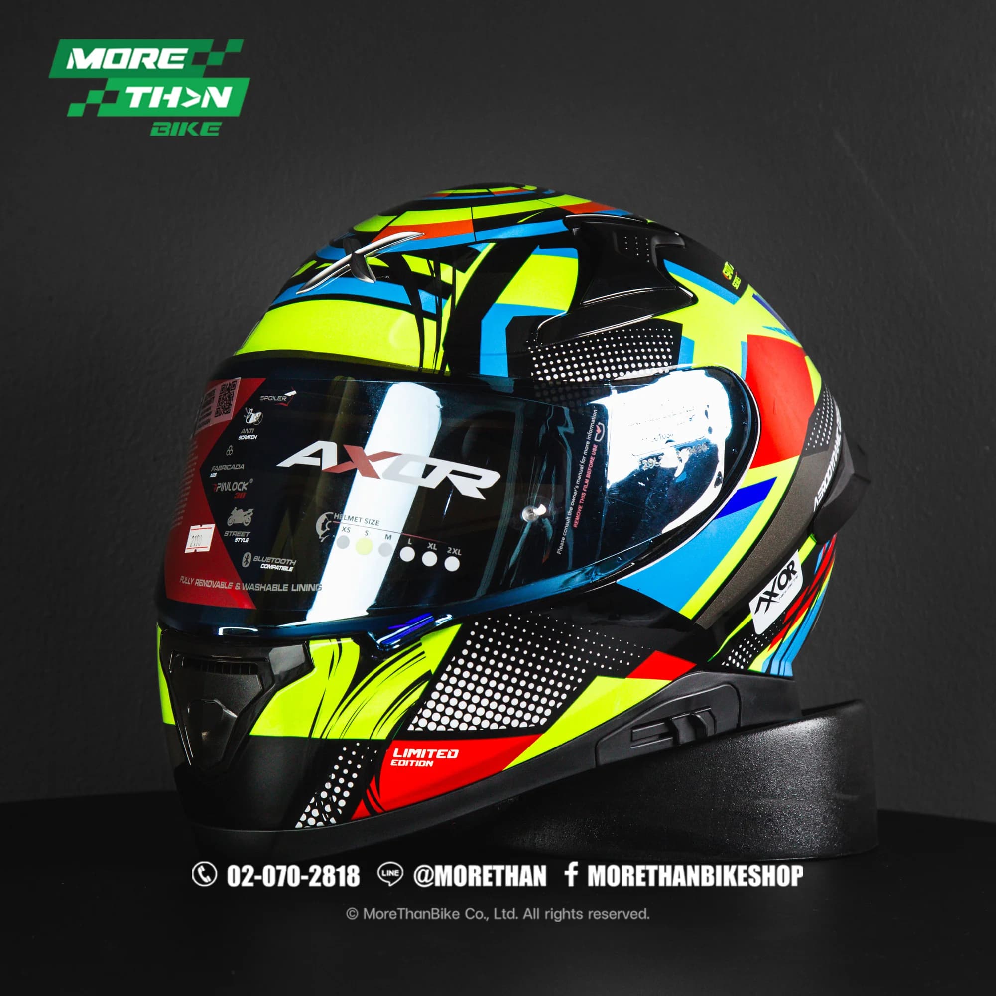หมวกกันน็อค AXOR รุ่น Apex ลาย Vivid Black/Neon