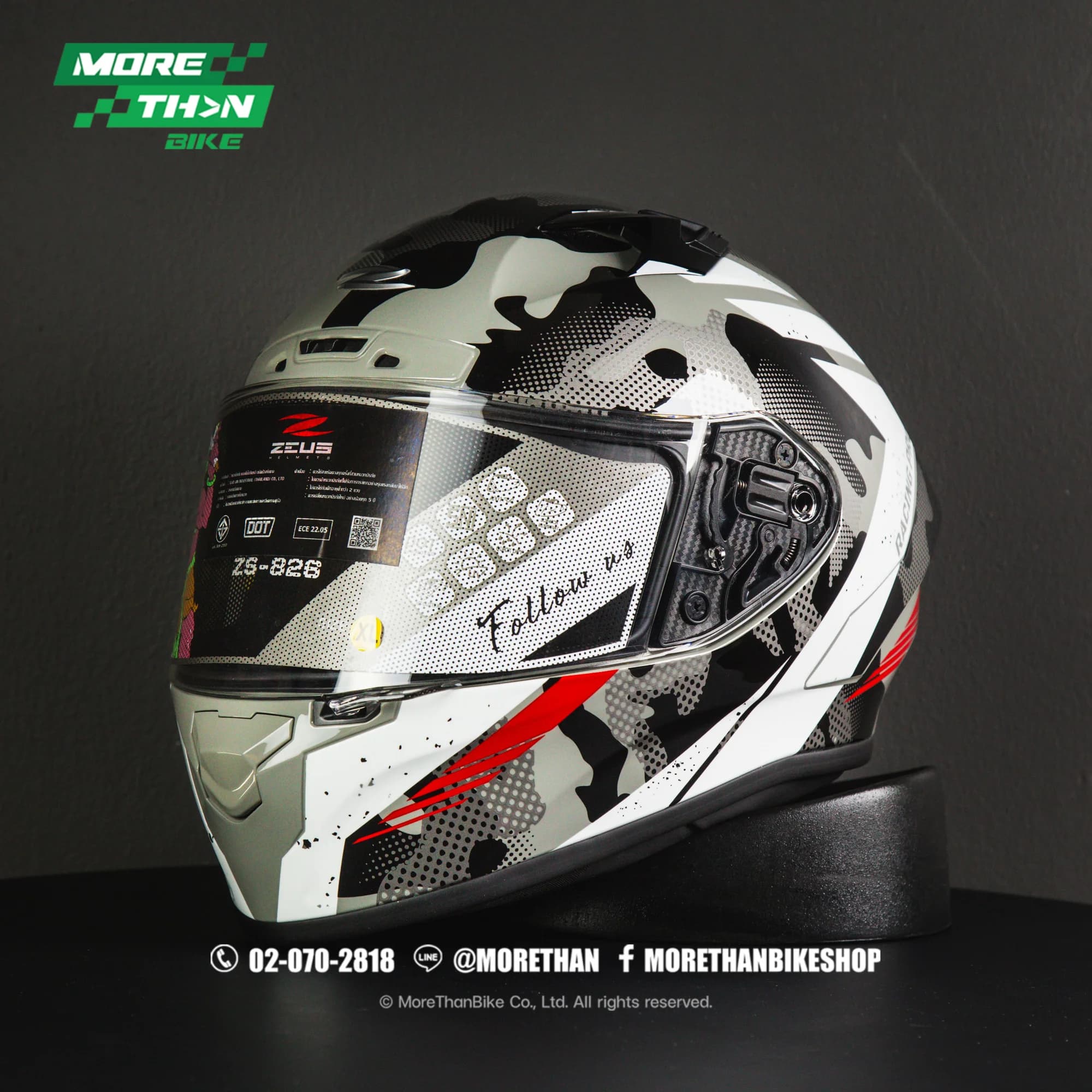 หมวกกันน็อค Zeus รุ่น ZS-826RS ลาย Camo Gray BK8