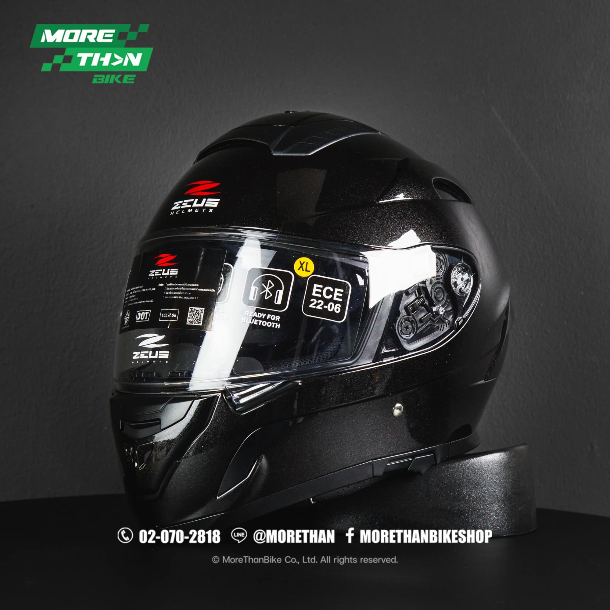 หมวกกันน็อค Zeus รุ่น ZS-827 สี Metallic Black (ดำ)